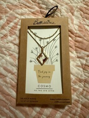 Bellissima 14K Gold Dipped Purple Wildflower Inlay Double-Layer Necklace